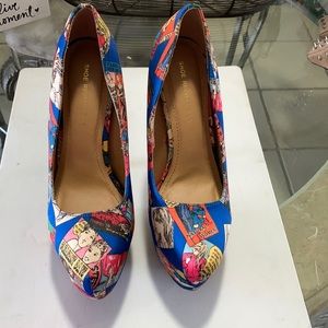 Cartoon pattern high heels